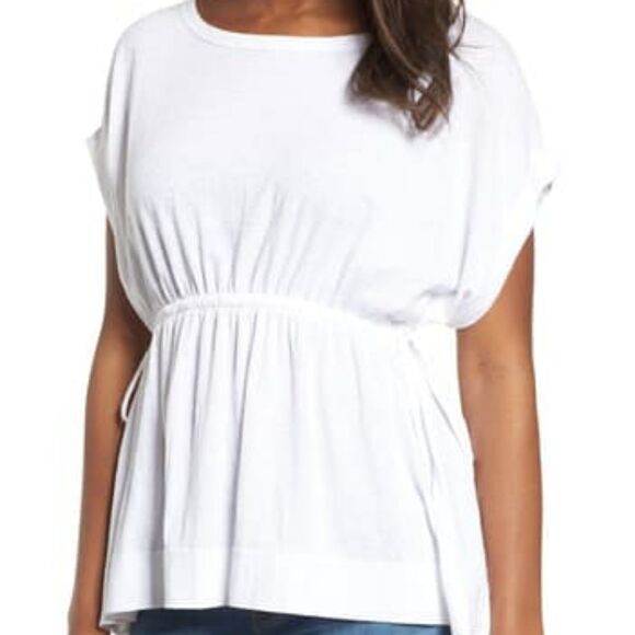 Caslon tie waist peplum tee white - Picture 1 of 15